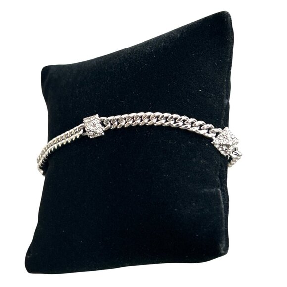 Vince Camuto Silver-Tone Cubic Zirconia Chain Bracelet With Toggle Clasp - Picture 2 of 6